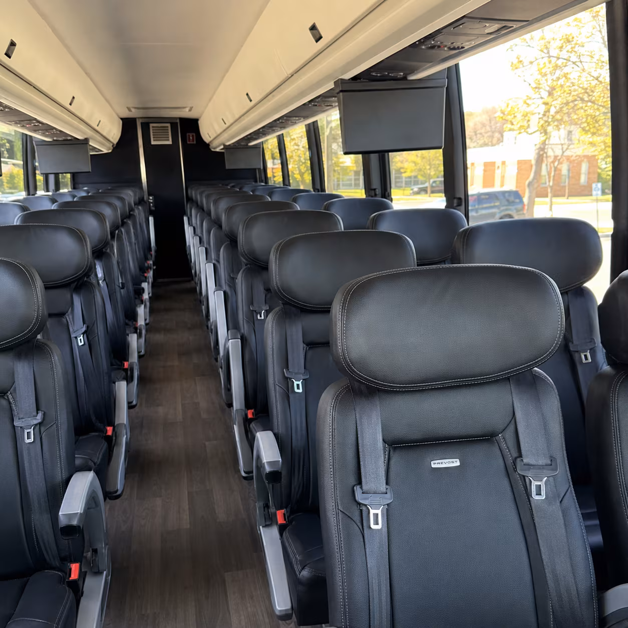 goodyear 45 passenger charter bus inside