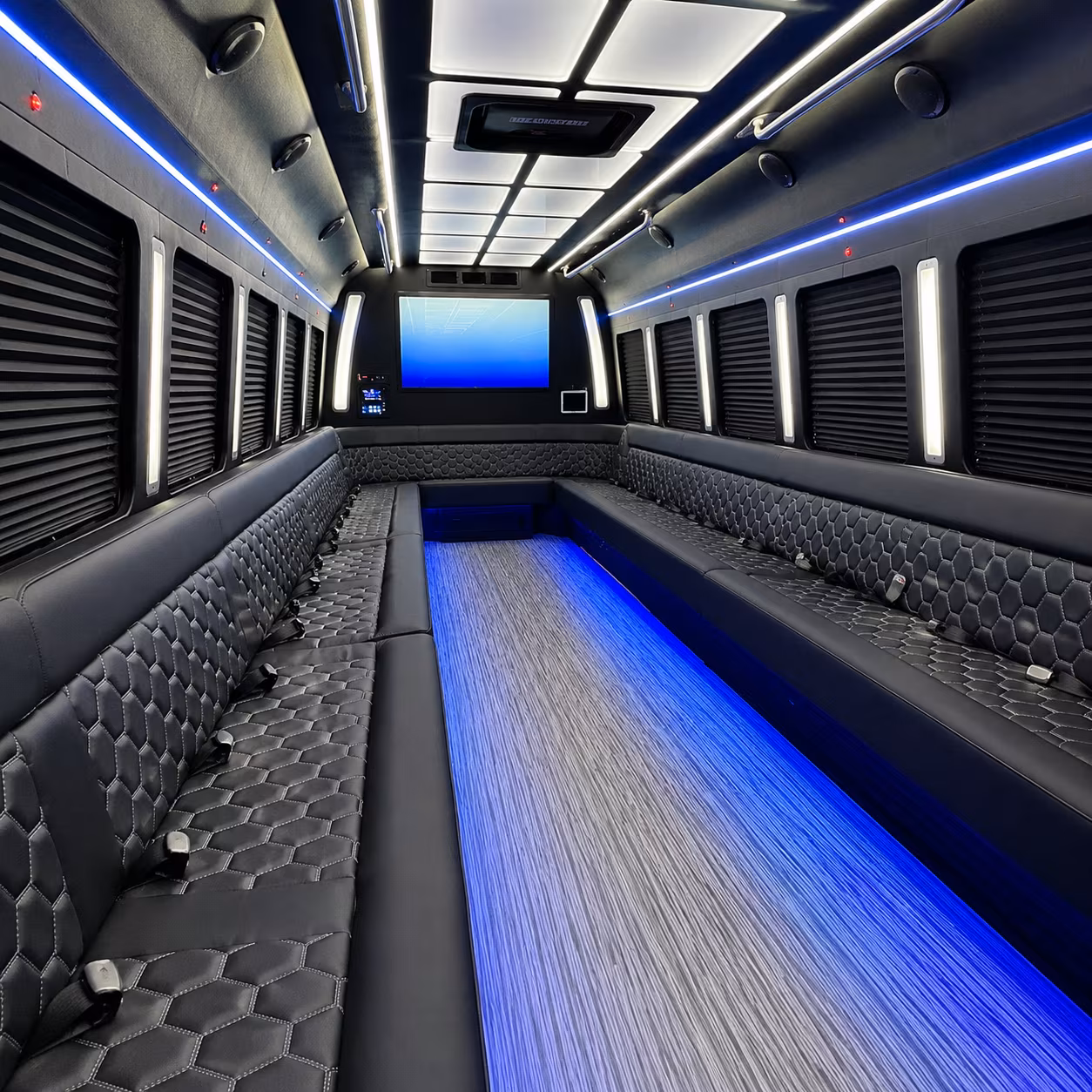 goodyear 50 passenger party bus inside